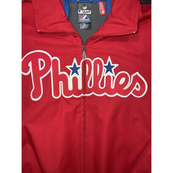 Philadelphia Phillies Majestic Authentic Therma Base Jacket Red Blue Size L - Picture 3 of 11